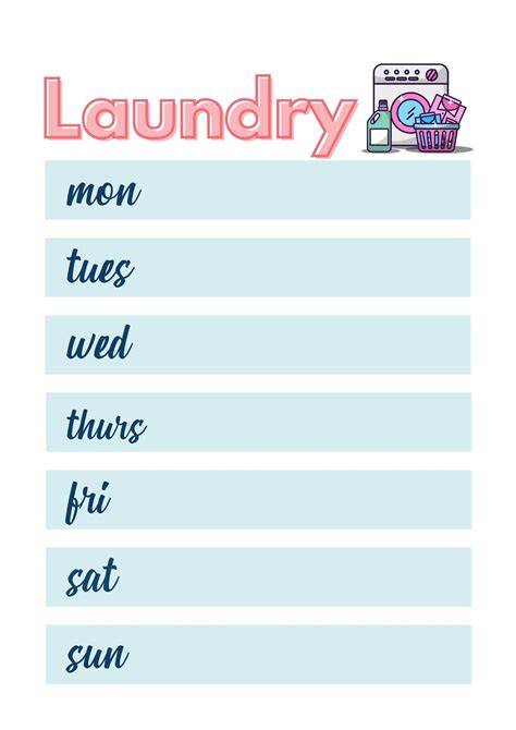 Laundry schedule charts