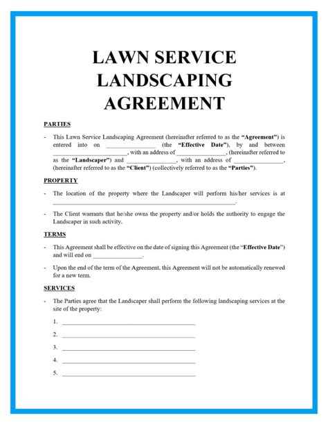 Lawn Care Agreement Template