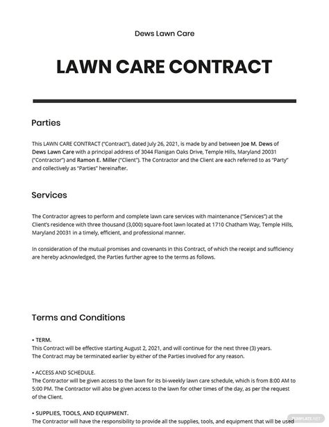 Lawn care contract template 5