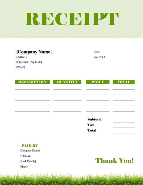 Lawn Care Receipt Sample