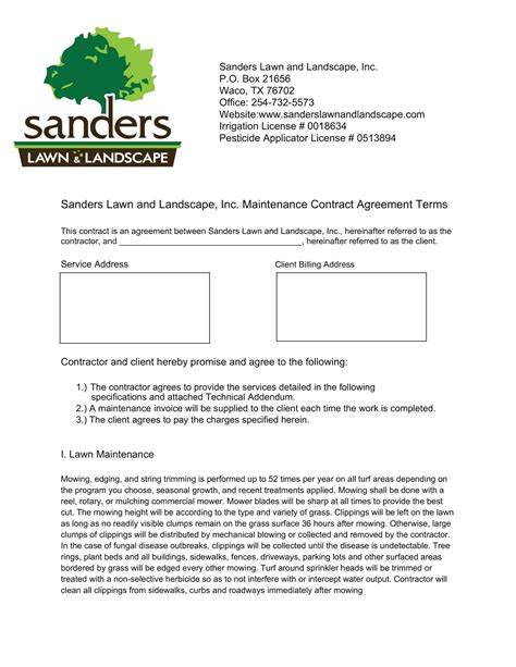 Lawn fertilization contract template