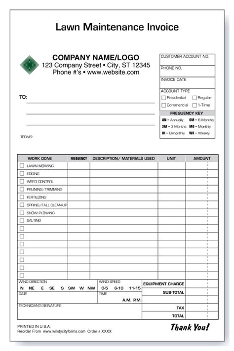 Lawn Maintenance Receipt Sample