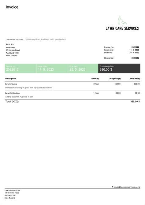 Lawn Mowing Invoice Template