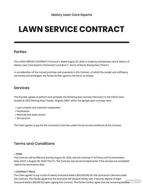 Lawn Mowing Invoice Template PDF