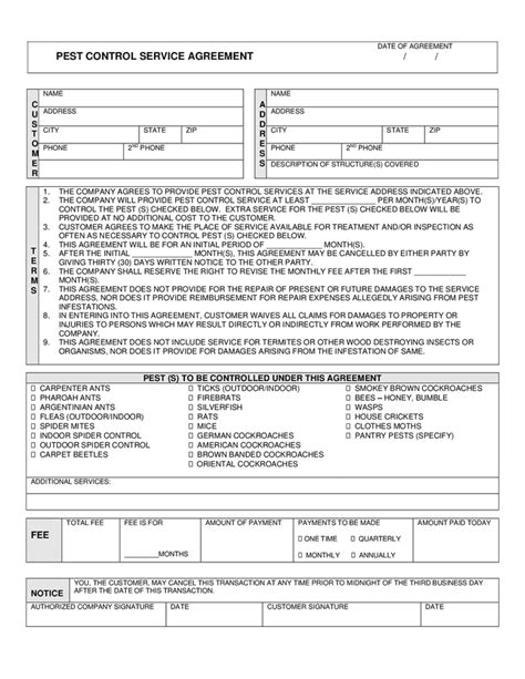 Lawn pest control contract template