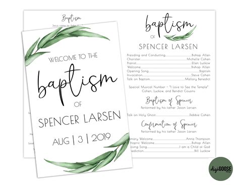 LDS Baptism Program Template Google Docs