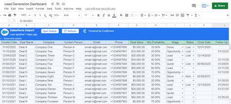 Lead Tracker Template in Google Sheets