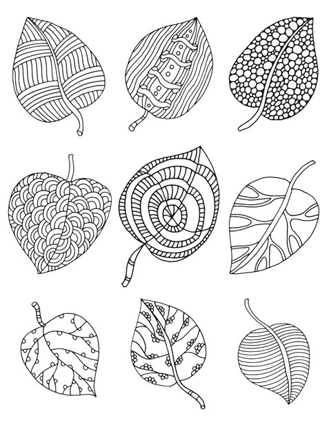 Leaf Coloring Pages for Adults