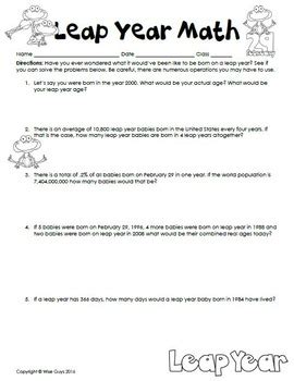 A student working on leap year math problems