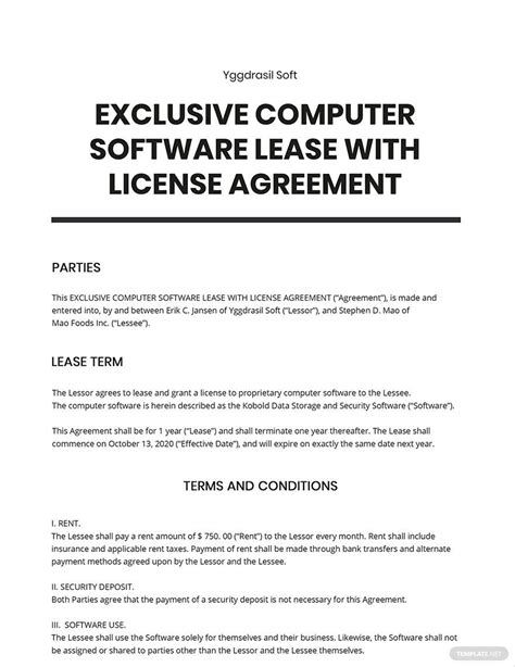 Lease Agreement Software Example