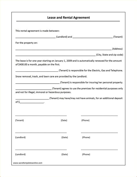 Lease Agreement Template Microsoft Word