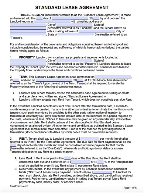 Lease Agreement Template Word