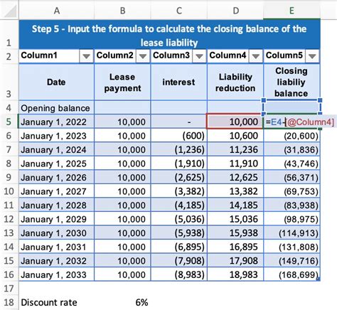 Lease Asset and Liability Template