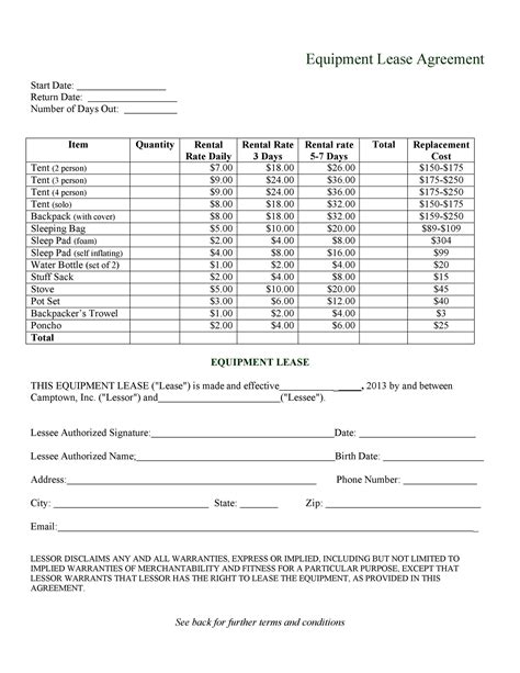 Lease Calculation Template Word