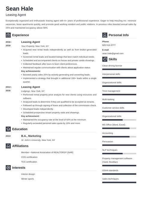 Leasing Agent Resume Example 3