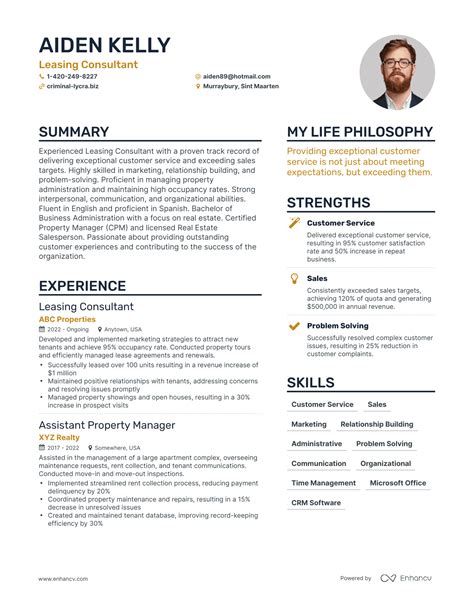 Leasing Agent Resume Example 2