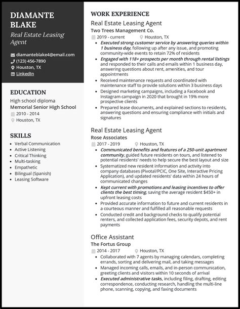 Leasing Consultant Resume Example 5