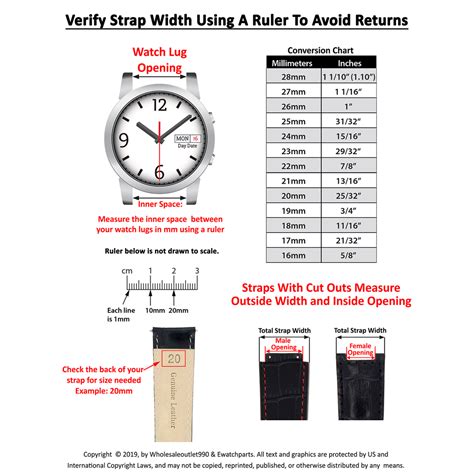 Leather Strap Watch Band Size Chart