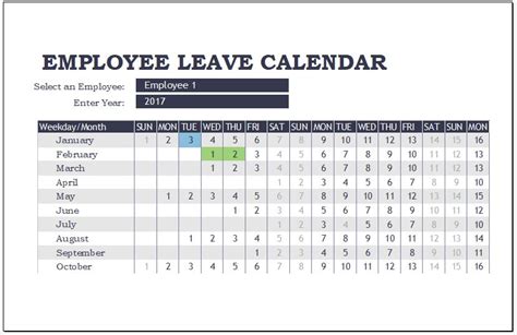 Create a leave calendar template