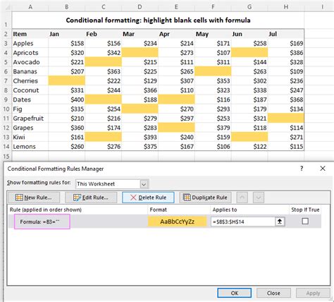 Leave Cells Blank in Excel Conditional Formatting