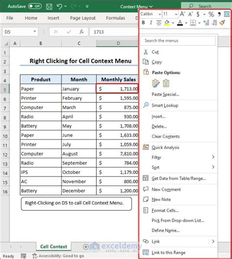 Leave Cells Blank in Excel Context Menu