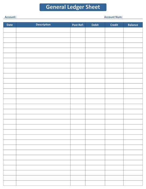 Ledger Balance Sheet Template for Small Business