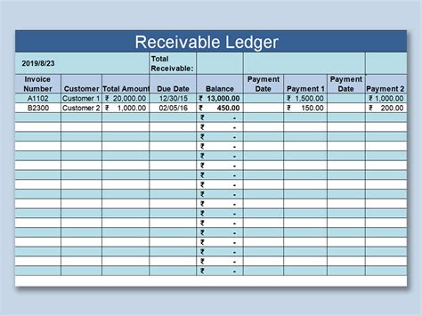 Ledger Balance Sheet Template with Accounts Payable and Receivable