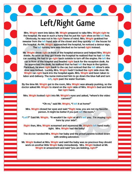 Left Right Game Instructions