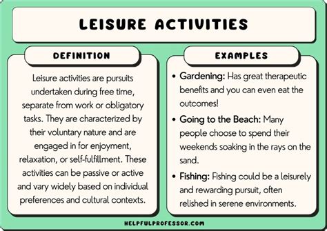 Leisure Activities Template Example