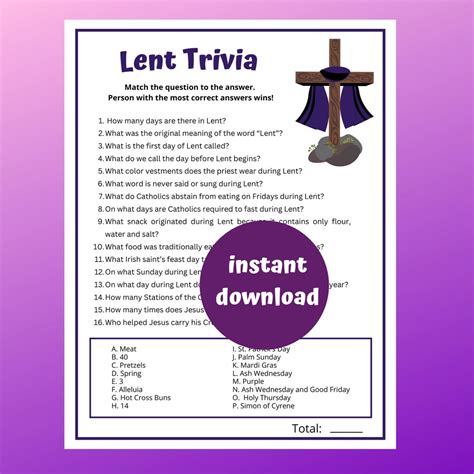 Lent worksheets for adults to print