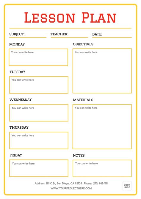 Lesson Plan Template Designs