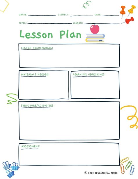 Lesson Plan Template Education