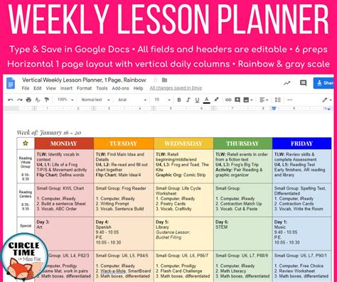 Lesson Plan Template Google Docs