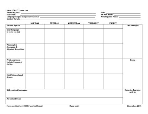 Lesson Plan Template Learning