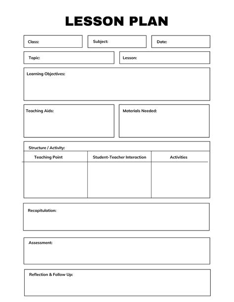 Lesson plan templates for effective teaching