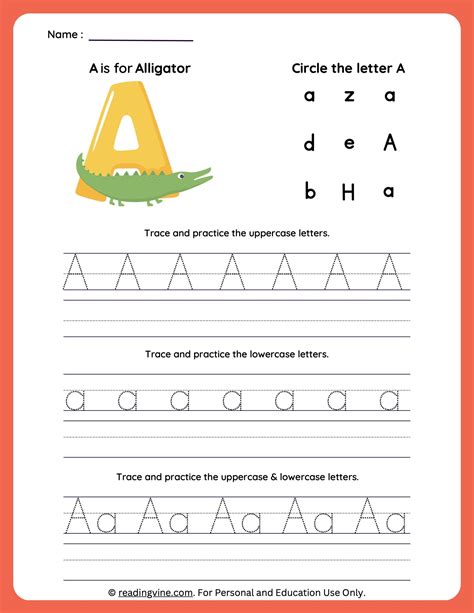 Letter A Tracing Activity