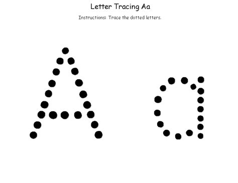 Letter A Tracing with Dots Printable