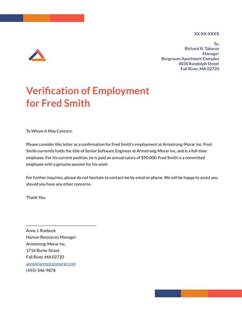 Letter from Employer Verification Process for Food Stamps