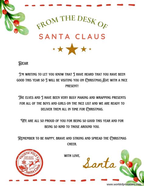 Letter from Santa Template