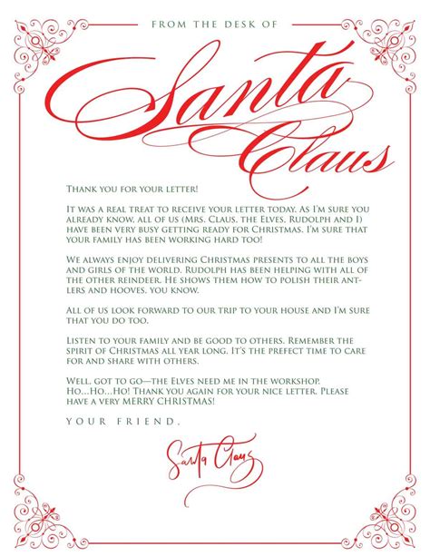 Letter from Santa template printable 6