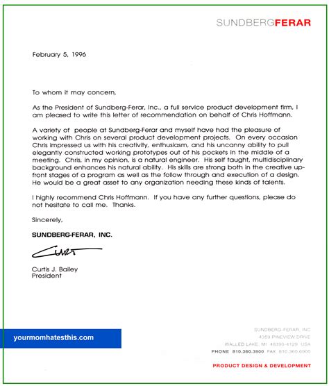 Letter of Recommendation Template Example 5