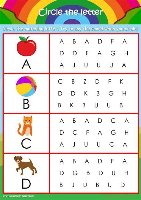 Letter recognition worksheet example