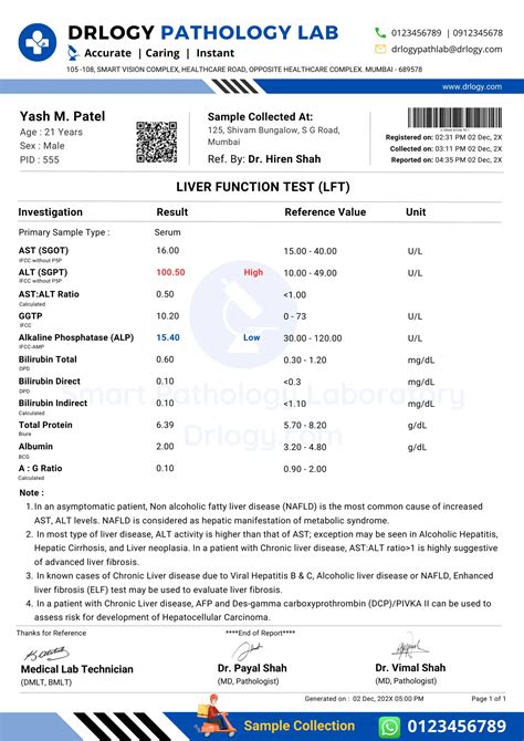 LFT Test Results Example