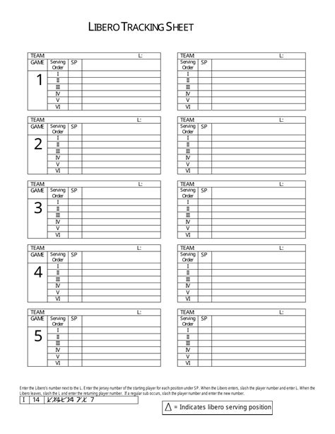 Libero Tracking Sheet Template Pages