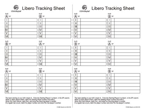 Libero Tracking Sheet Template PDF