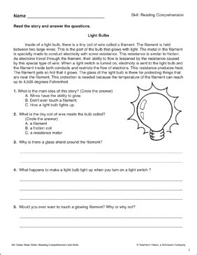 Light bulb printable worksheets