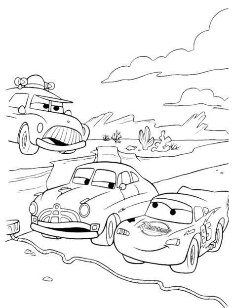 Lightning McQueen Pit Stop Coloring Page