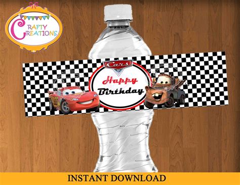 Lightning McQueen decals for water bottles