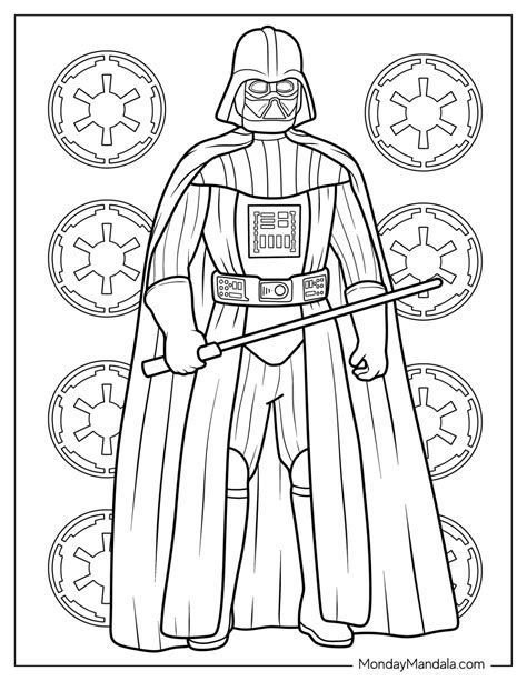 A lightsaber coloring page featuring Darth Vader