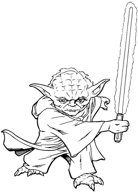 A lightsaber coloring page featuring a Jedi